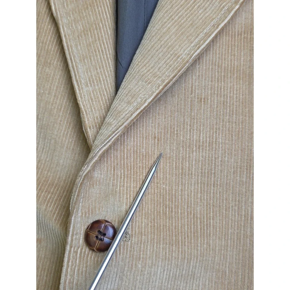 Vtg 70s Wrangler Western Corduroy Jacket Elbow Patch Tan Sport Coat Blazer Sz 40